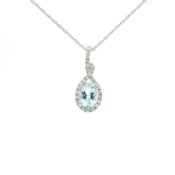 Oval Cut Aquamarine & Diamond Infinity Pendant - Forever Rox Fine Jewelry