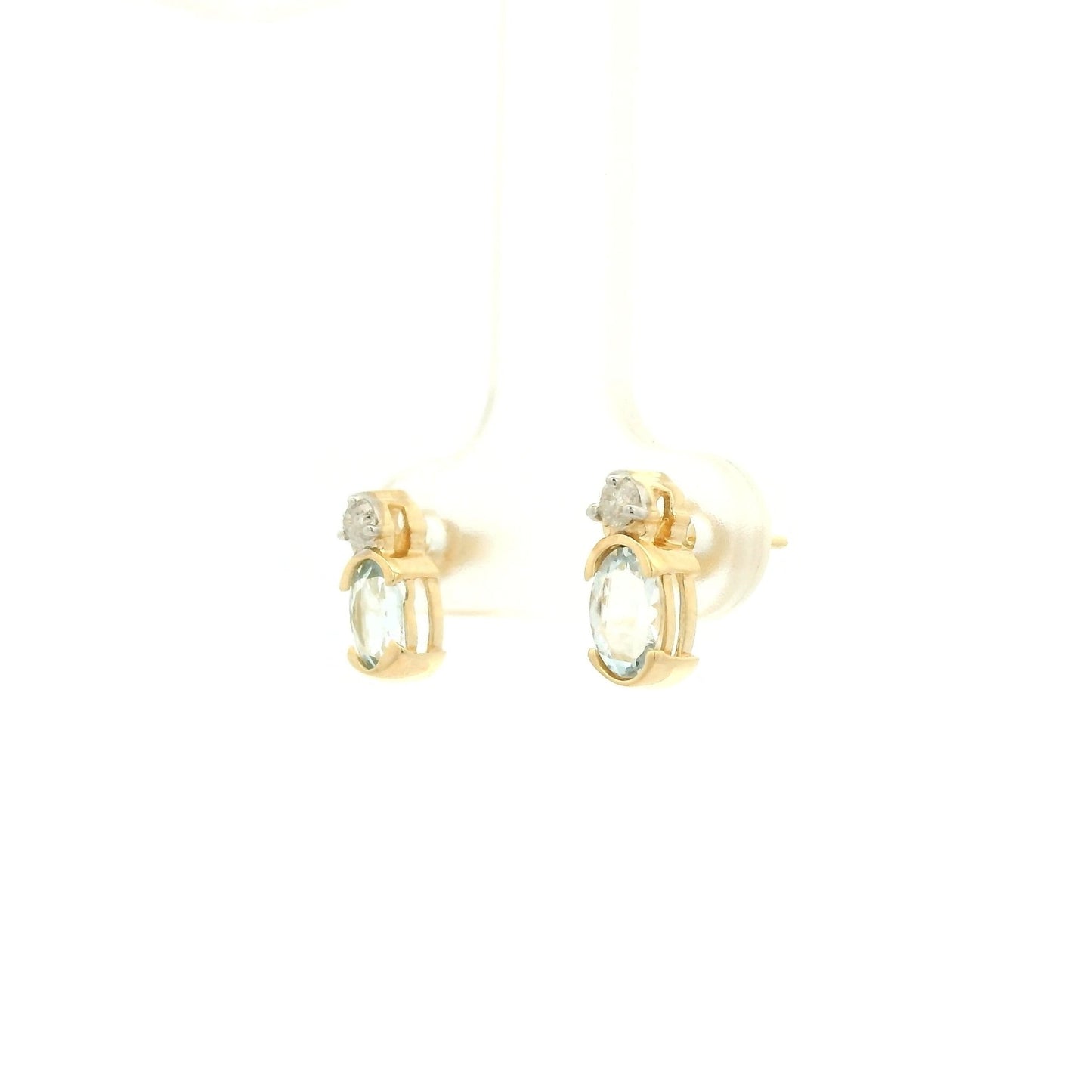 Oval Cut Aquamarine & Diamond Studs - Forever Rox Fine Jewelry