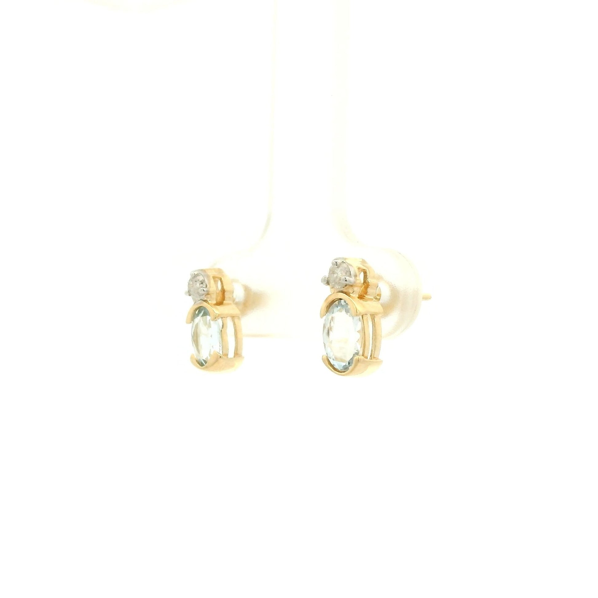 Oval Cut Aquamarine & Diamond Studs - Forever Rox Fine Jewelry