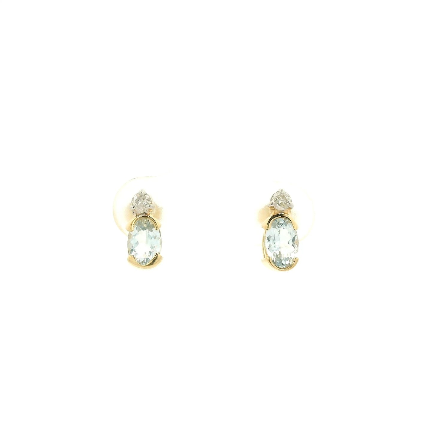 Oval Cut Aquamarine & Diamond Studs - Forever Rox Fine Jewelry