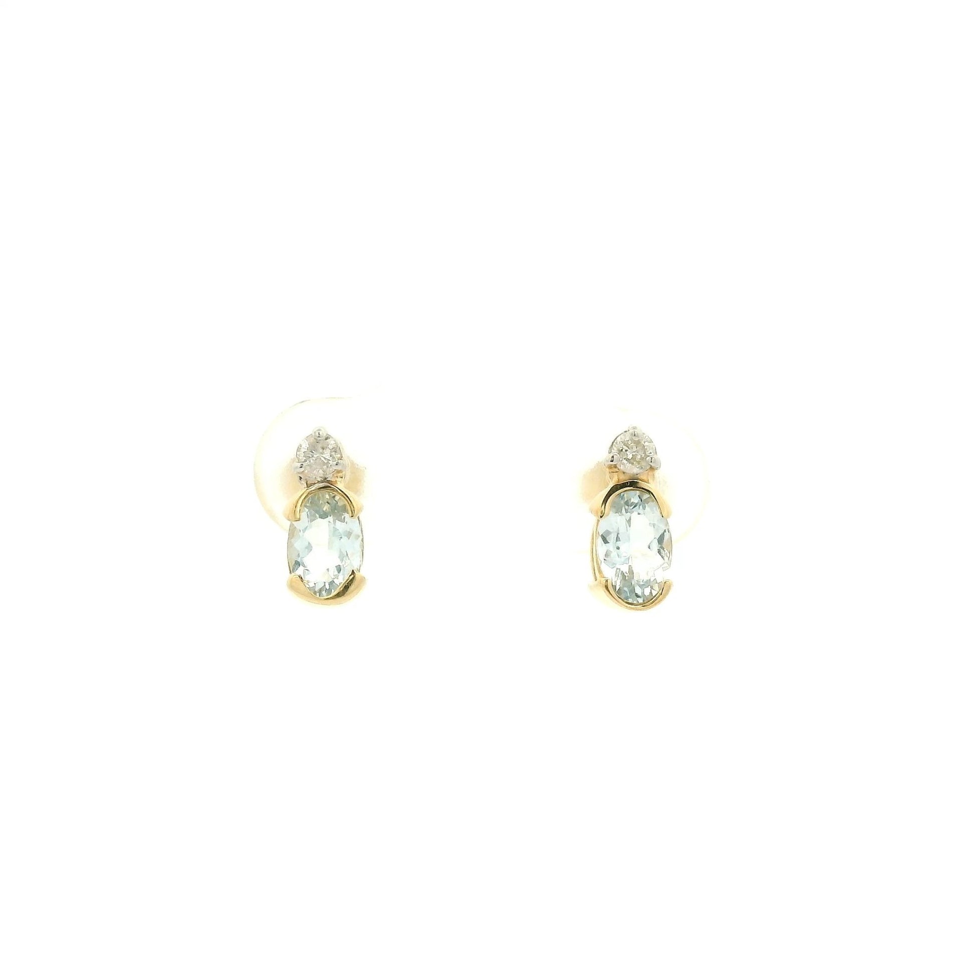 Oval Cut Aquamarine & Diamond Studs - Forever Rox Fine Jewelry