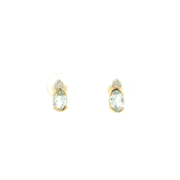 Oval Cut Aquamarine & Diamond Studs - Forever Rox Fine Jewelry