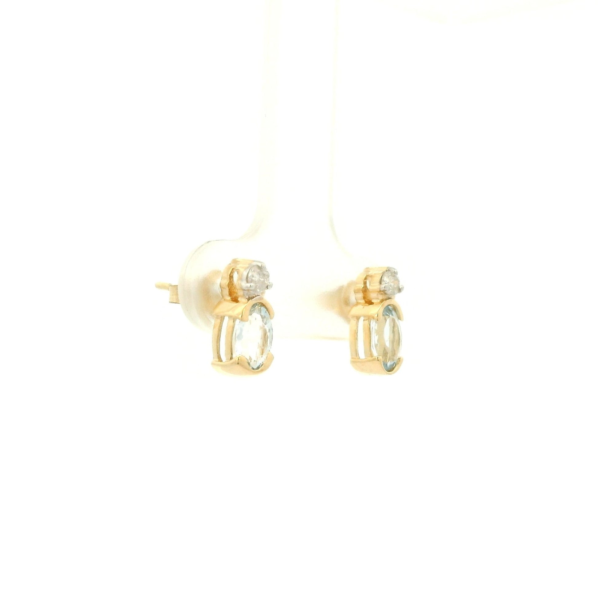 Oval Cut Aquamarine & Diamond Studs - Forever Rox Fine Jewelry