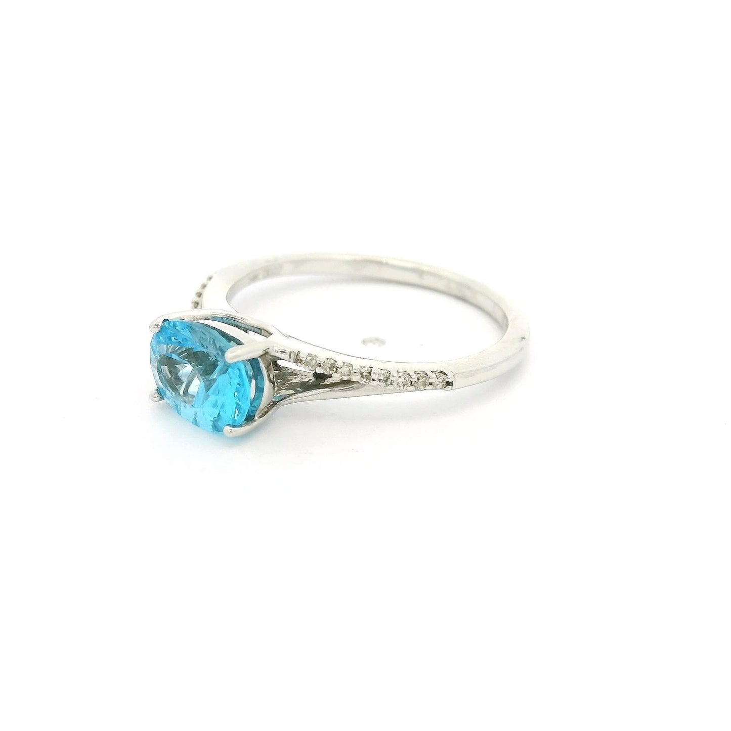 Oval Cut Blue Topaz & Diamond Ring - Forever Rox