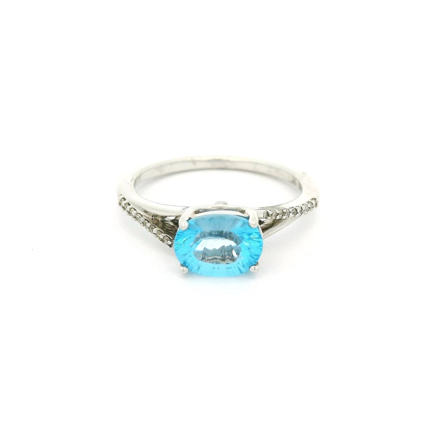 Oval Cut Blue Topaz & Diamond Ring - Forever Rox