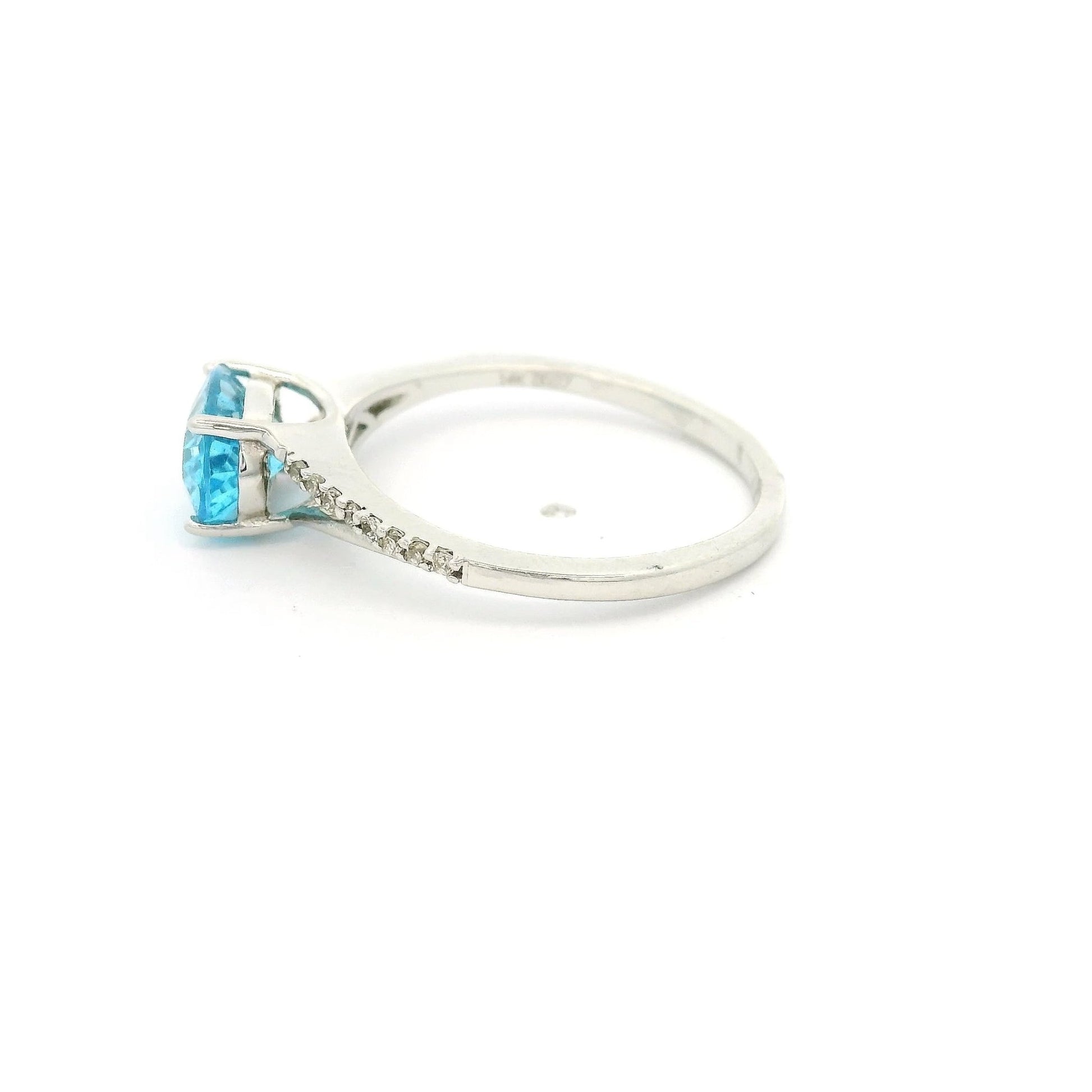 Oval Cut Blue Topaz & Diamond Ring - Forever Rox