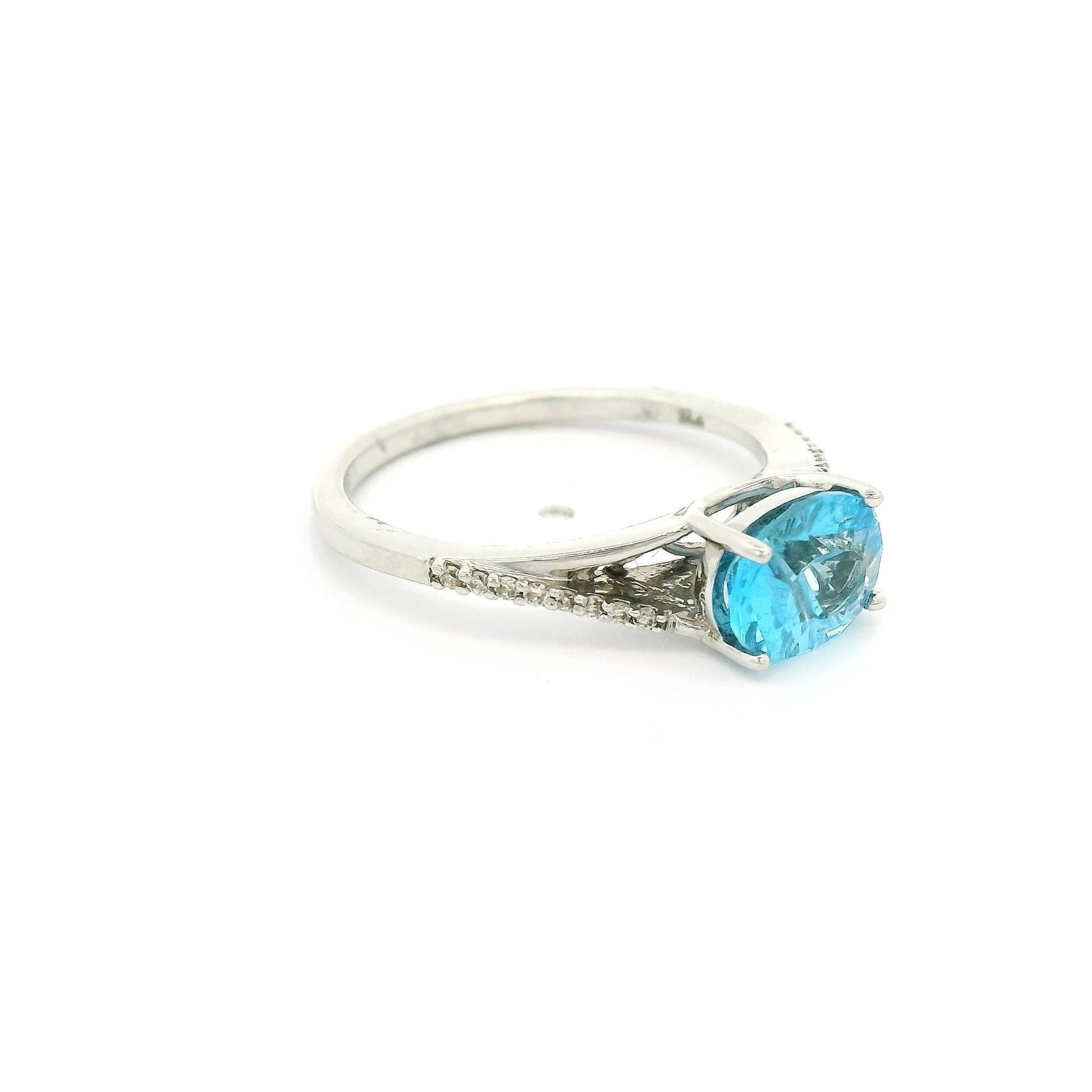 Oval Cut Blue Topaz & Diamond Ring - Forever Rox