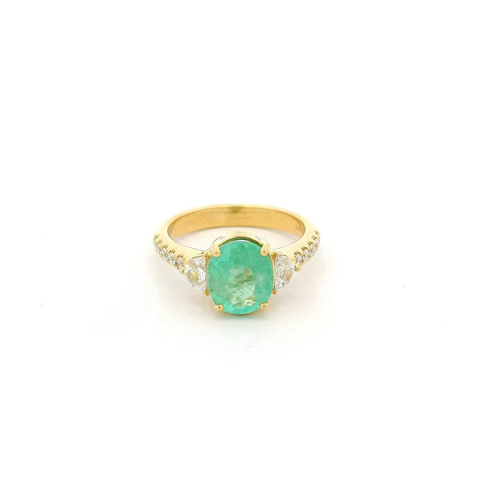 Oval Cut Blueish Green Paraíba Tourmaline Ring with Chevron & Round Cut Diamonds - Forever Rox Fine Jewelry