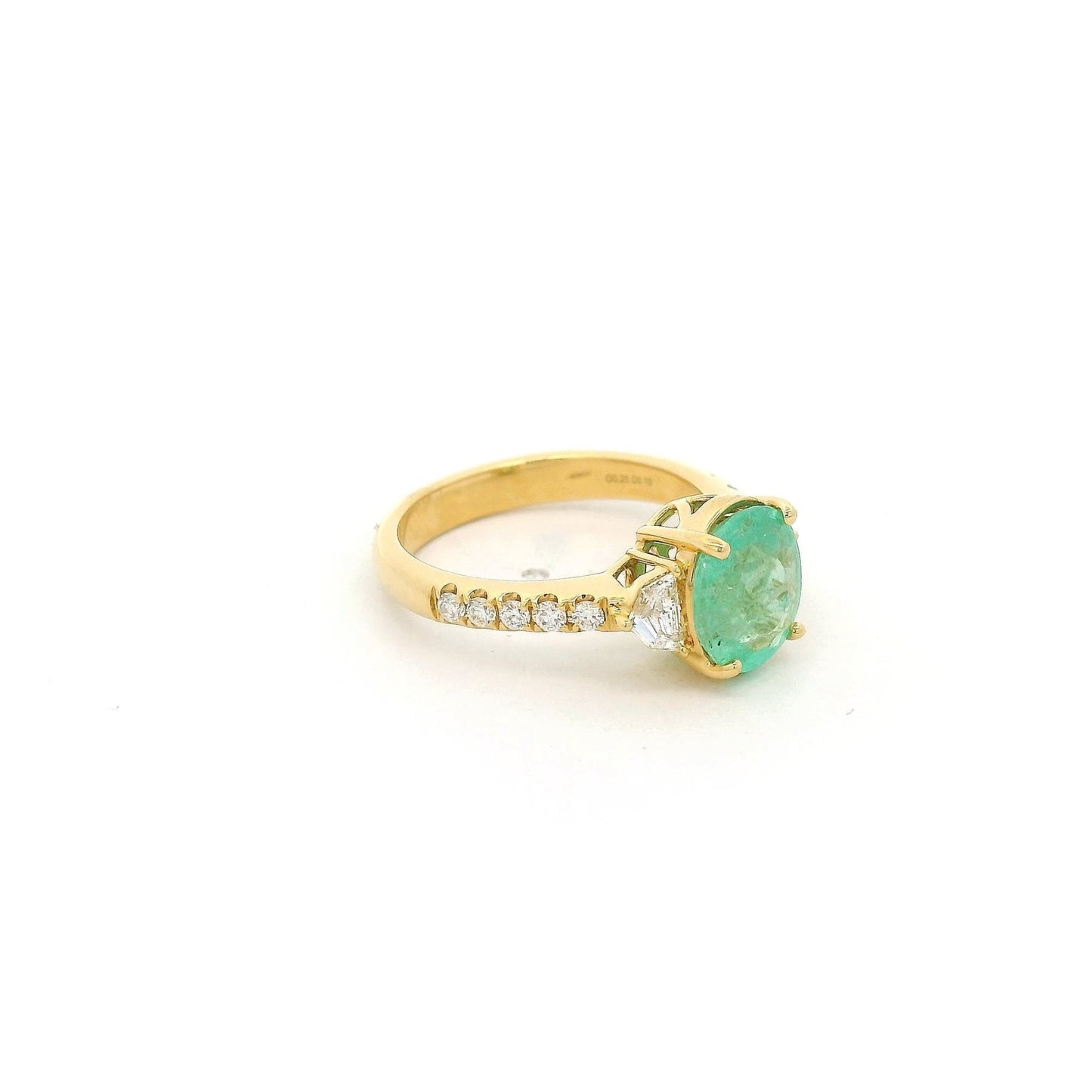 Oval Cut Blueish Green Paraíba Tourmaline Ring with Chevron & Round Cut Diamonds - Forever Rox Fine Jewelry