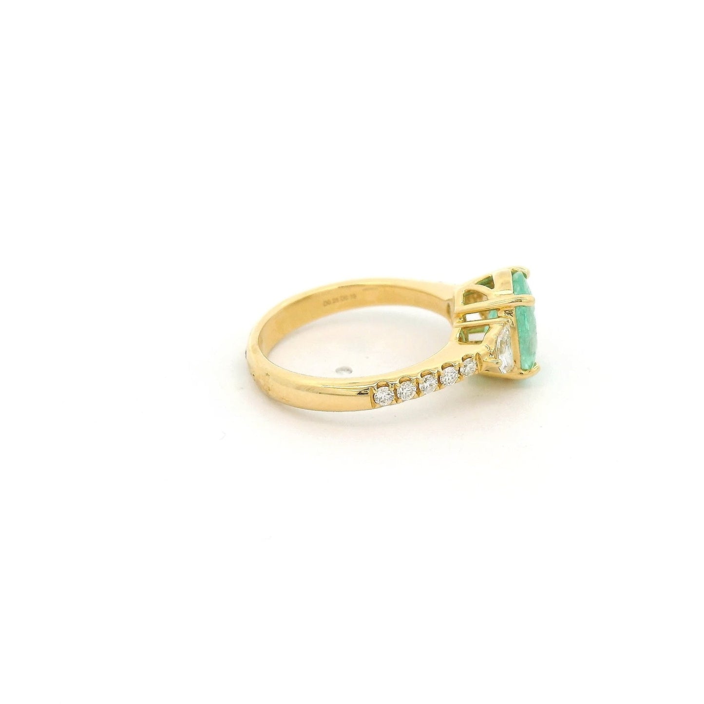 Oval Cut Blueish Green Paraíba Tourmaline Ring with Chevron & Round Cut Diamonds - Forever Rox Fine Jewelry
