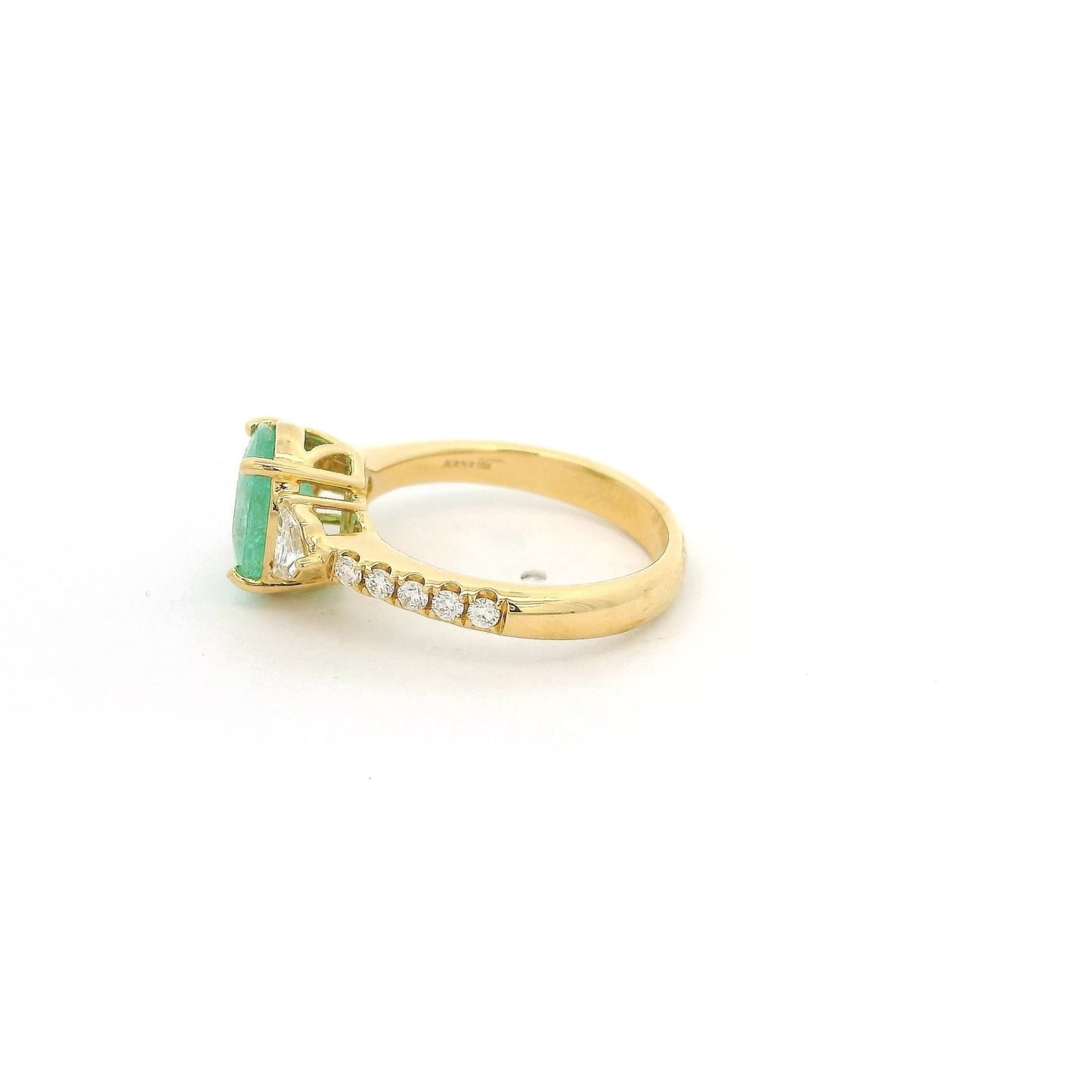 Oval Cut Blueish Green Paraíba Tourmaline Ring with Chevron & Round Cut Diamonds - Forever Rox Fine Jewelry