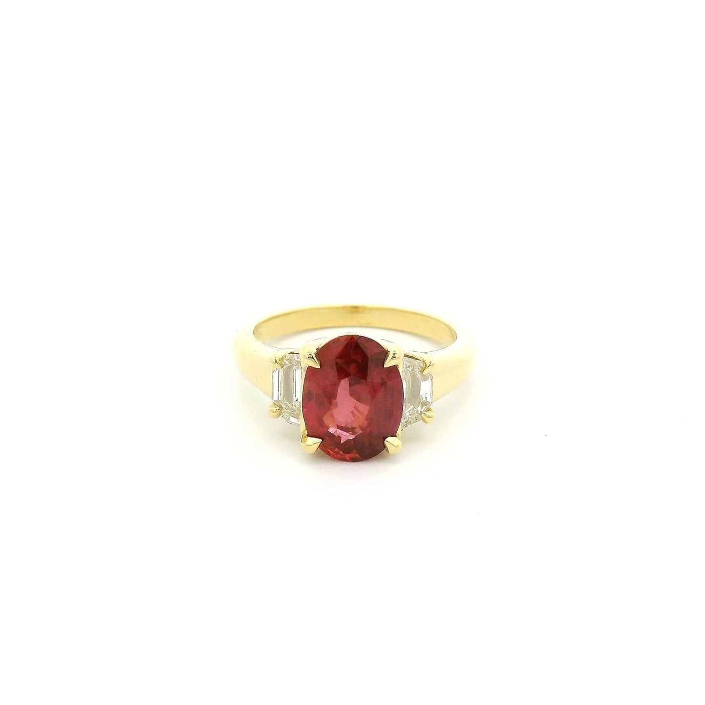 Oval Cut Certified No Heat Ruby & Cadillac Cut Diamond Ring - Forever Rox Fine Jewelry