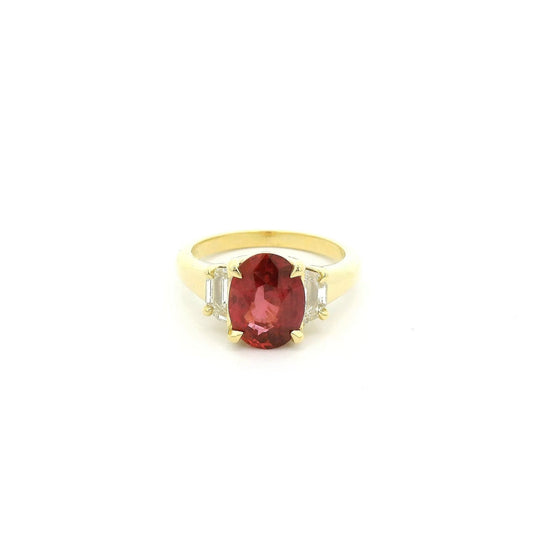 Oval Cut Certified No Heat Ruby & Cadillac Cut Diamond Ring - Forever Rox Fine Jewelry