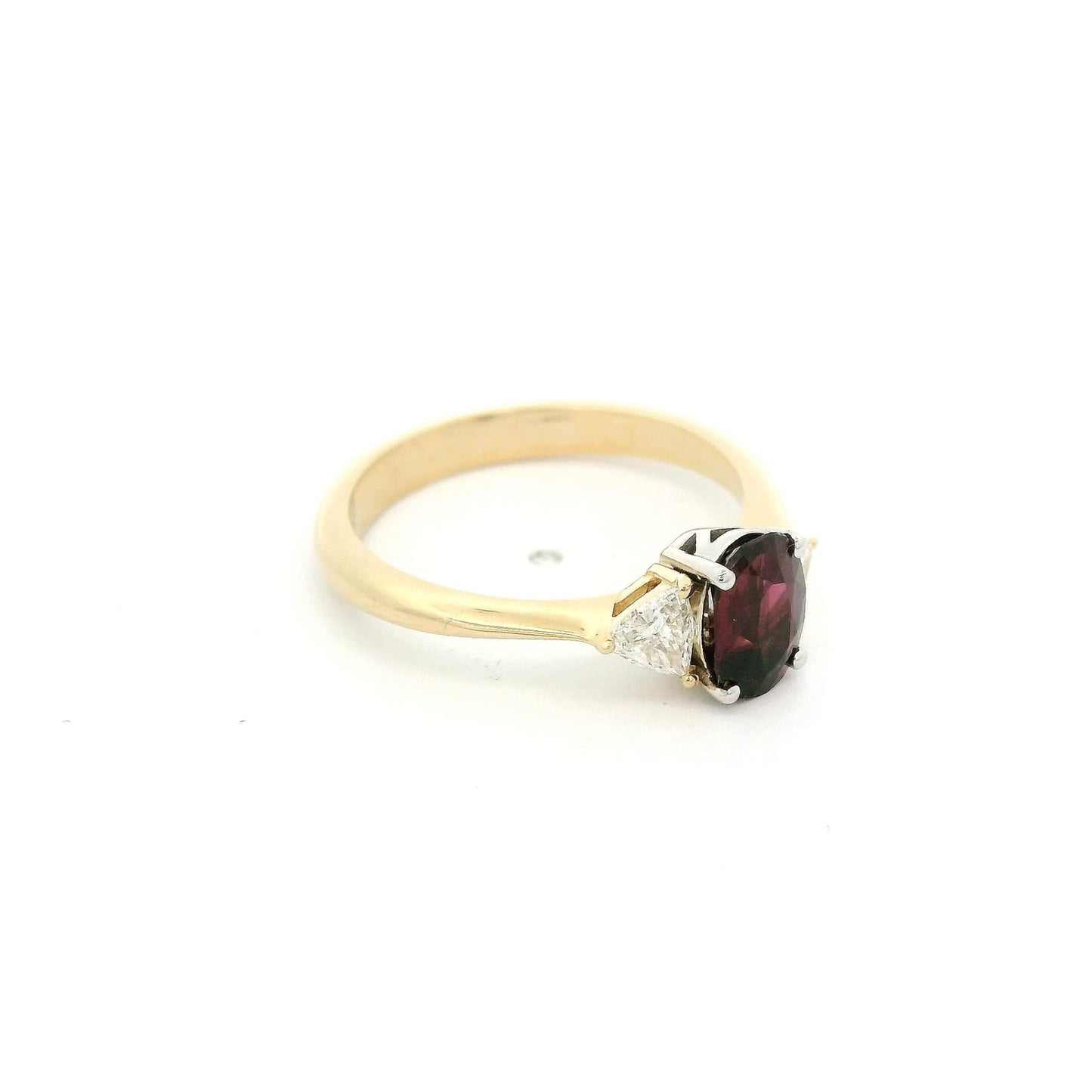 Oval Cut Certified No Heat Ruby & Triangle Cut Diamond Ring - Forever Rox Fine Jewelry