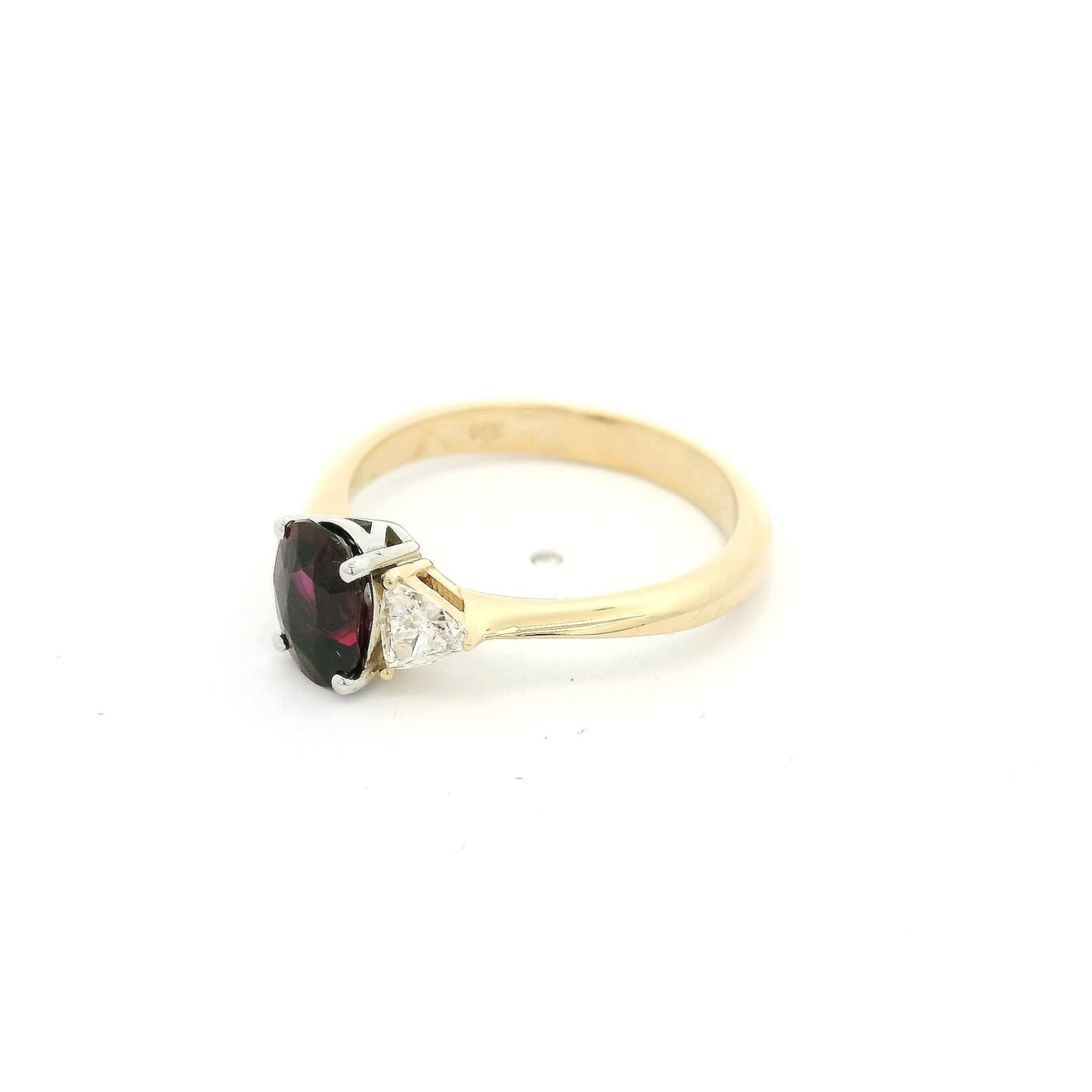 Oval Cut Certified No Heat Ruby & Triangle Cut Diamond Ring - Forever Rox Fine Jewelry