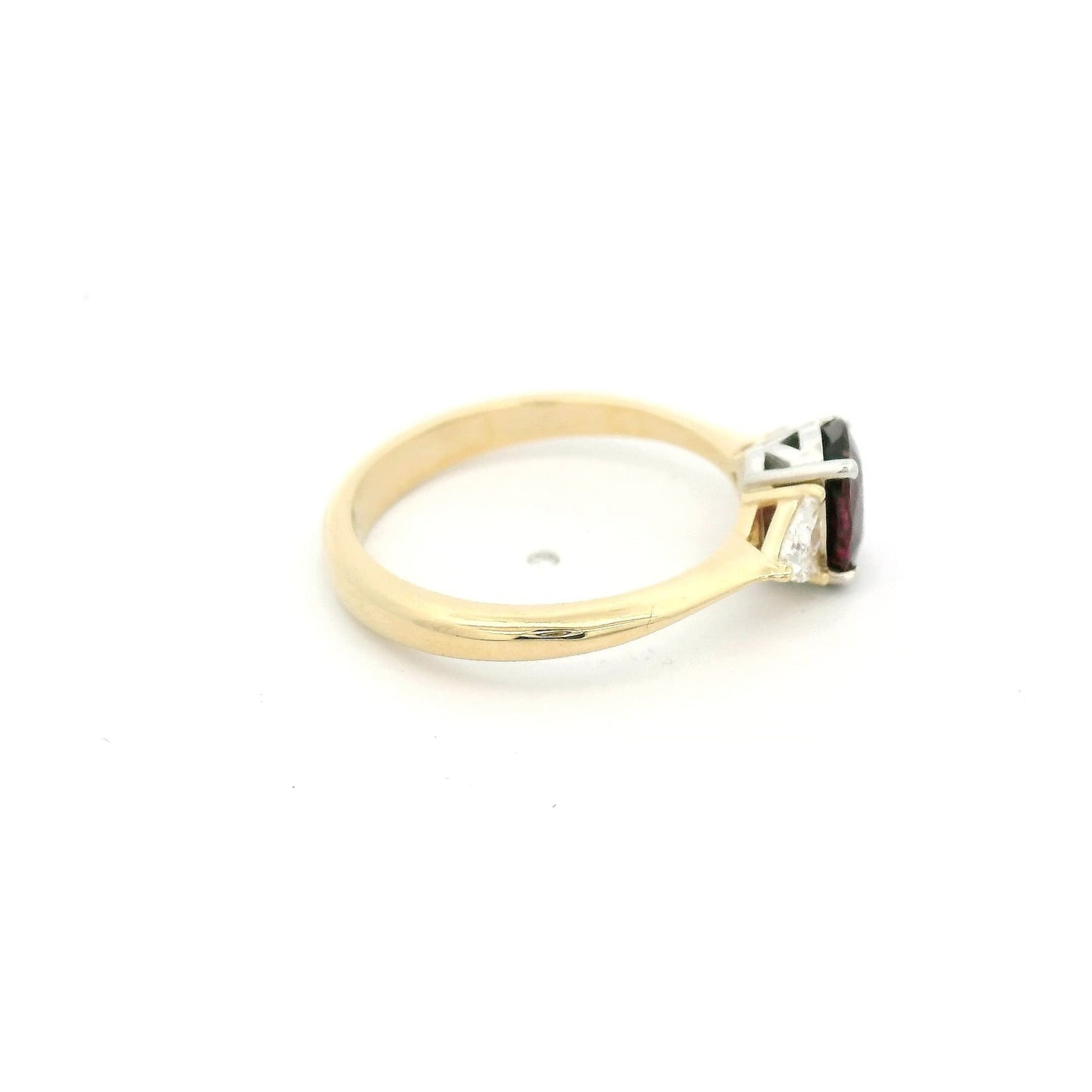 Oval Cut Certified No Heat Ruby & Triangle Cut Diamond Ring - Forever Rox Fine Jewelry