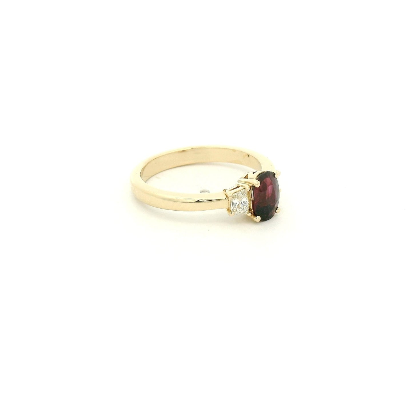 Oval Cut Certified No Heat Ruby & Triangle Cut Diamond Ring - Forever Rox Fine Jewelry