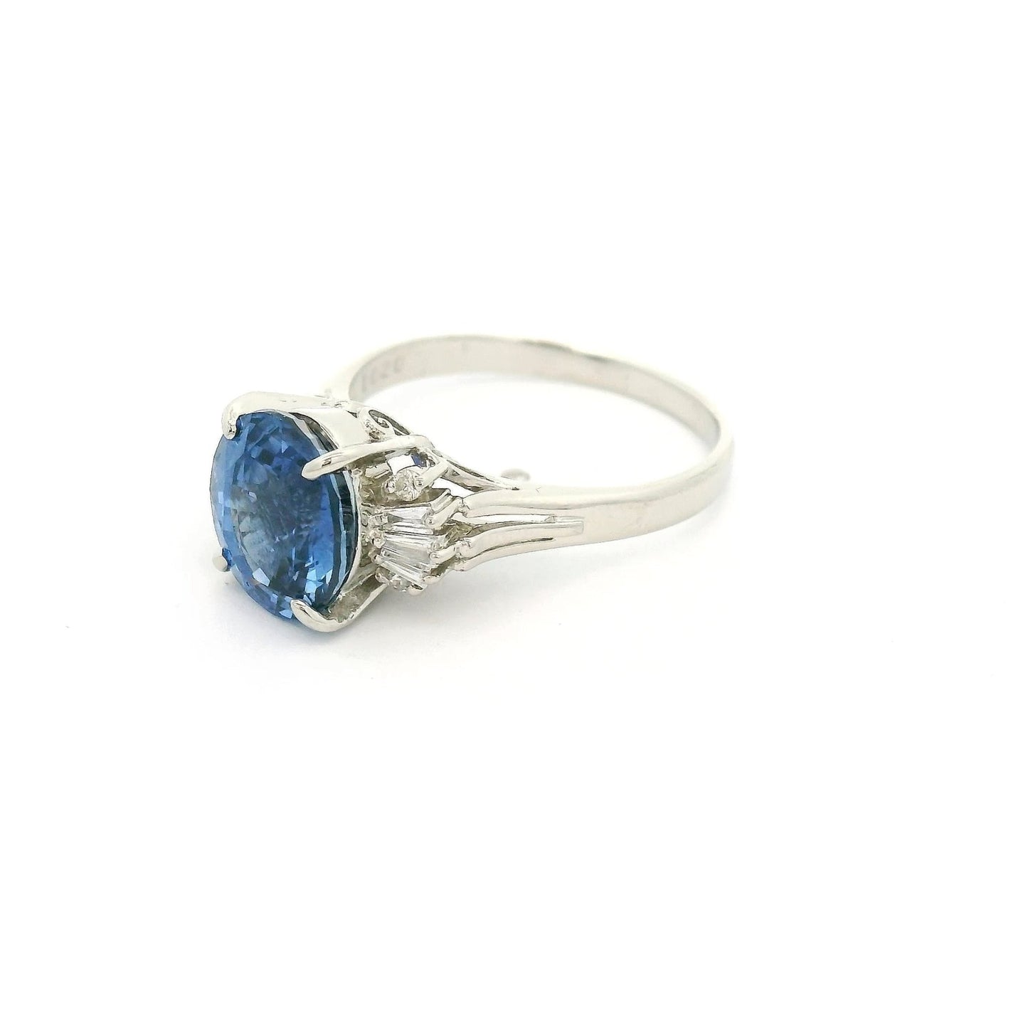 Oval Cut Ceylon Sapphire & Baguette Diamond Ring - Forever Rox Fine Jewelry