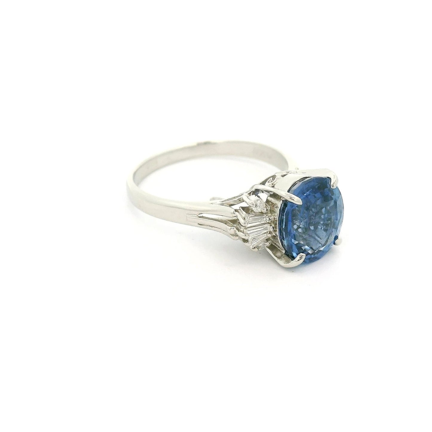 Oval Cut Ceylon Sapphire & Baguette Diamond Ring - Forever Rox Fine Jewelry