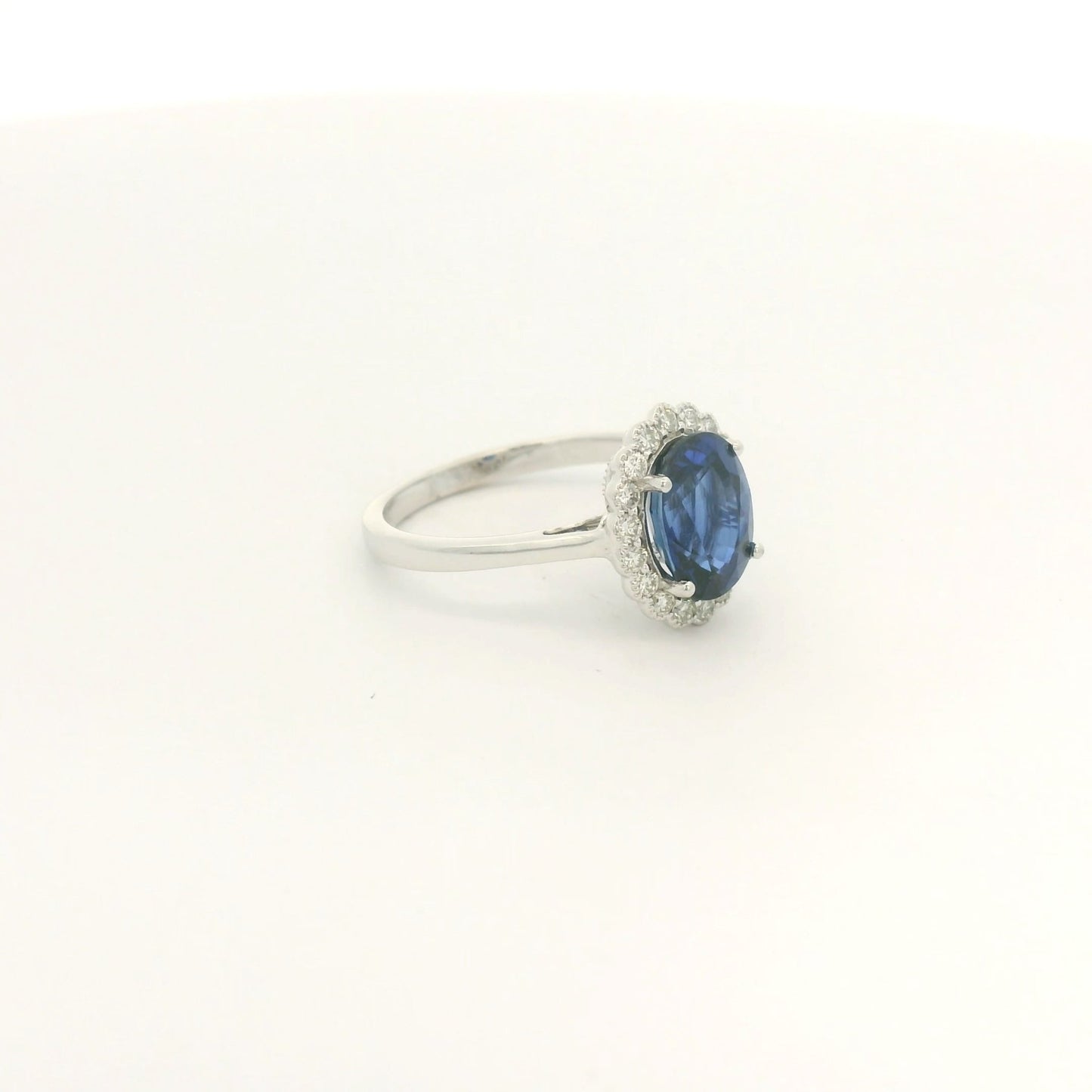Oval Cut Dark Blue Ceylon Sapphire & Diamond Halo With Milgrain Ring - Forever Rox Fine Jewelry
