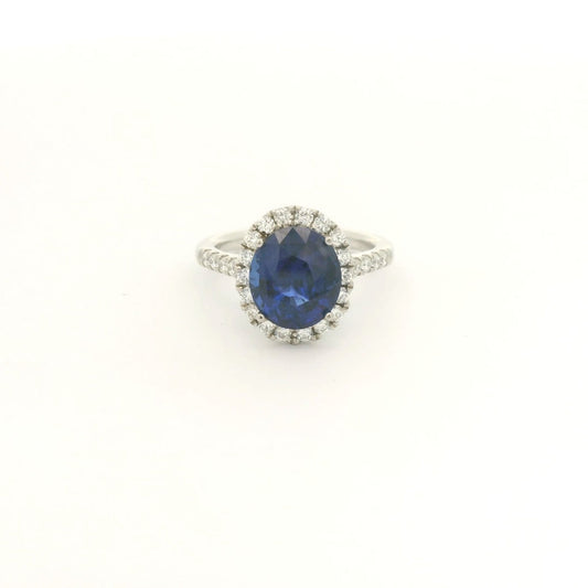 Oval Cut Dark Blue Sapphire & Diamond Ring - Forever Rox Fine Jewelry