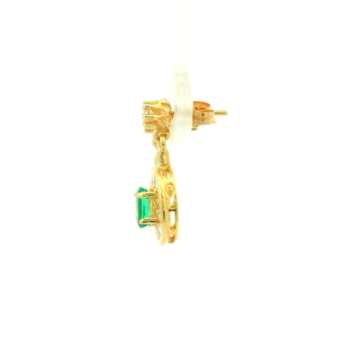 Oval Cut Emerald & Channel Set DIamond Halo Dangles - Forever Rox Fine Jewelry