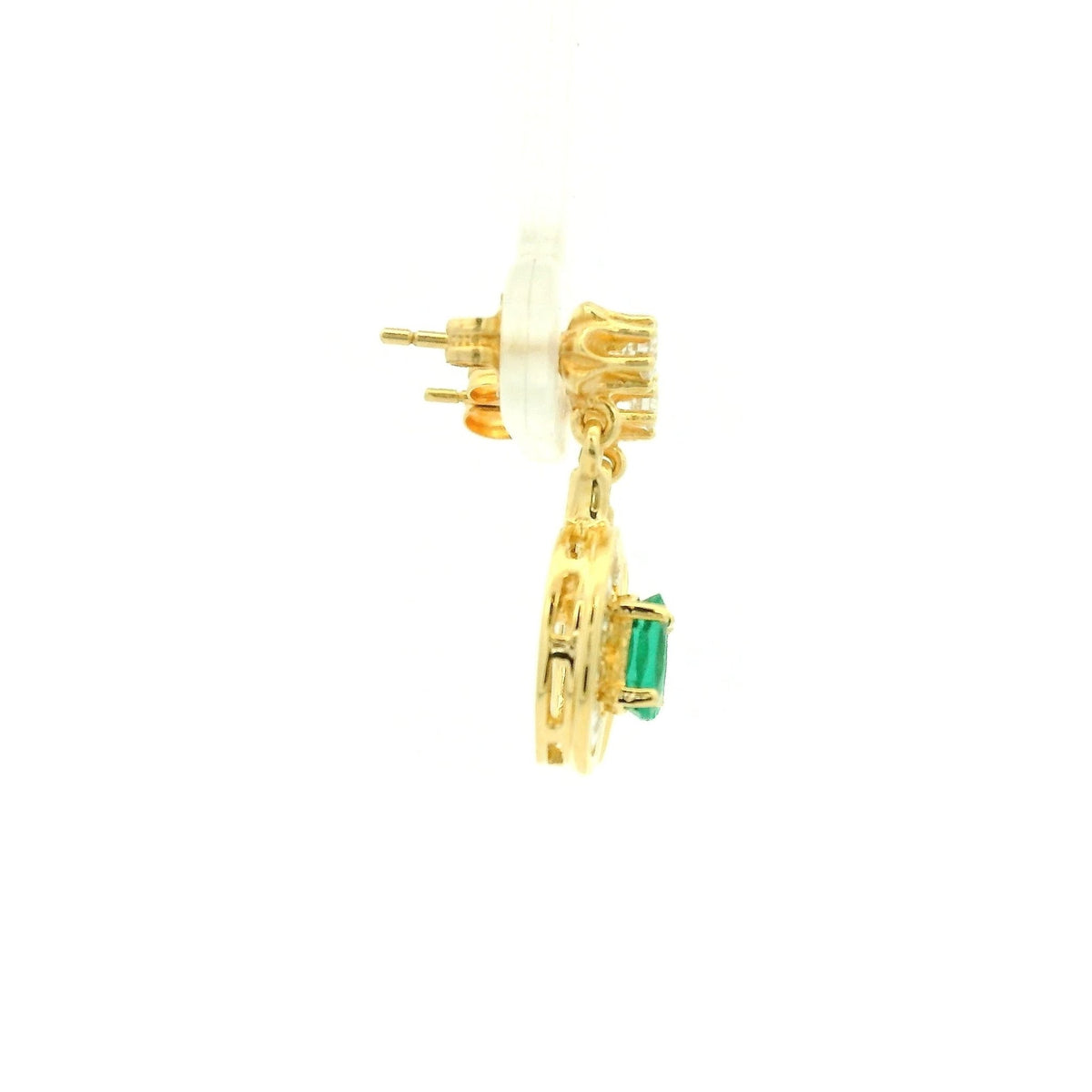 Oval Cut Emerald & Channel Set DIamond Halo Dangles - Forever Rox Fine Jewelry