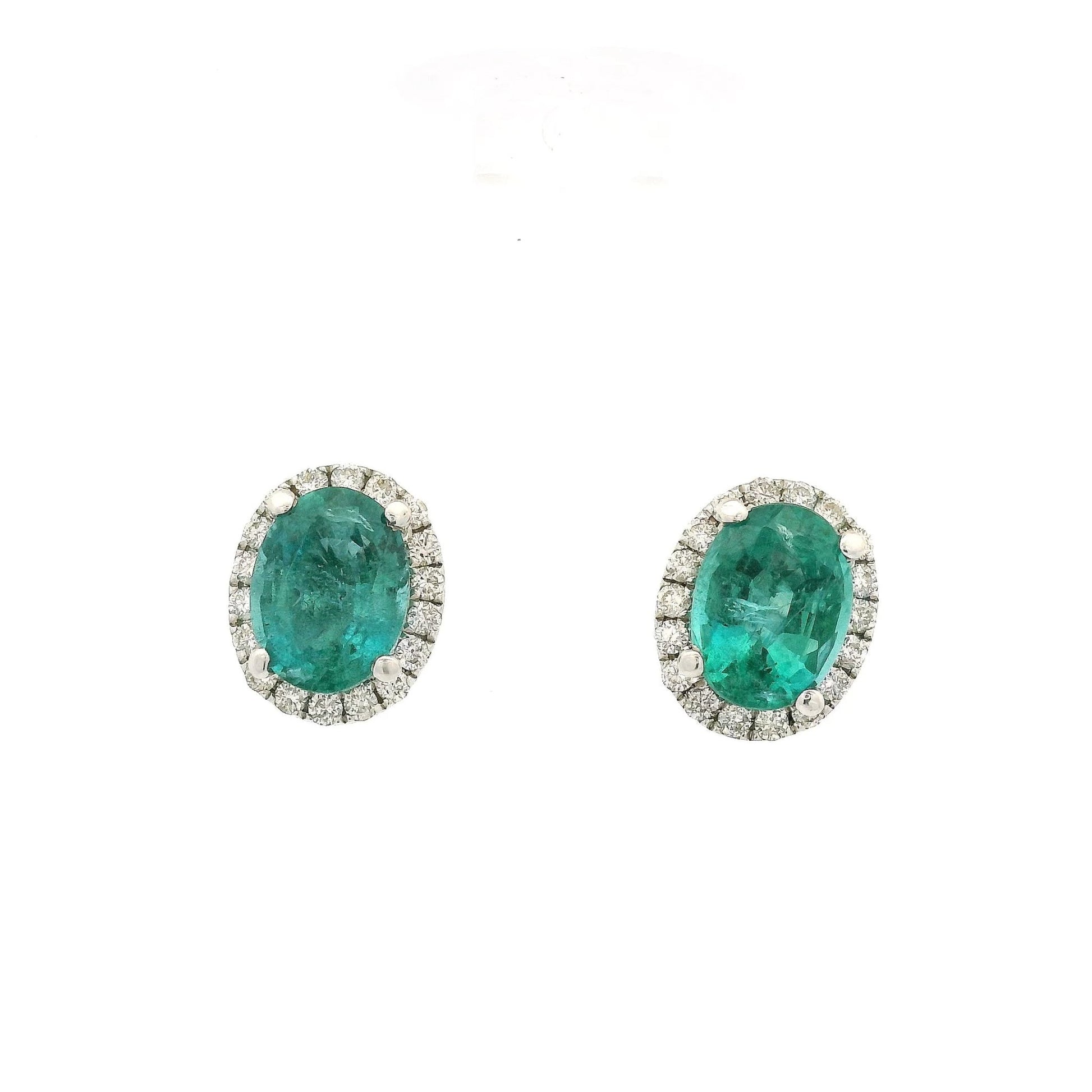 Oval Cut Emerald & Diamond Studs - Forever Rox