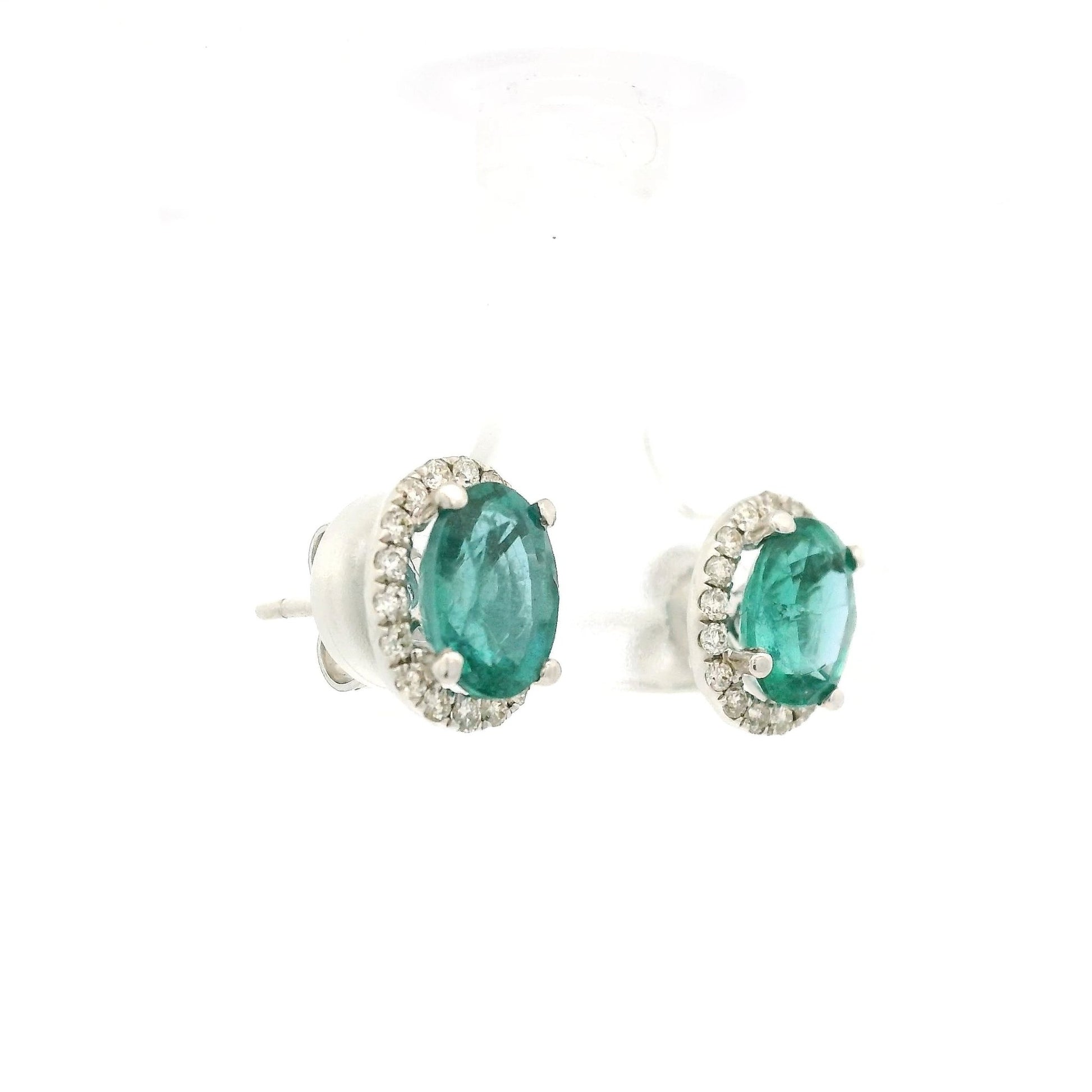 Oval Cut Emerald & Diamond Studs - Forever Rox