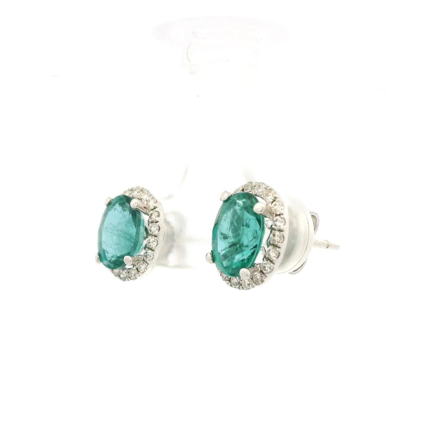 Oval Cut Emerald & Diamond Studs - Forever Rox