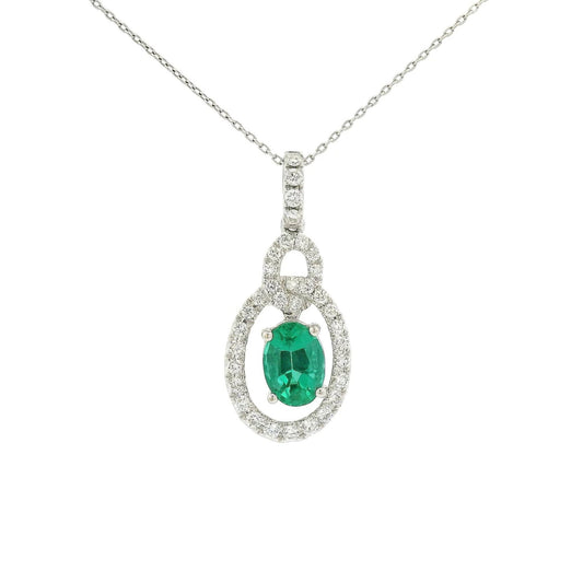 Oval Cut Emerald Interlinked Diamond Design Pendant - Forever Rox Fine Jewelry