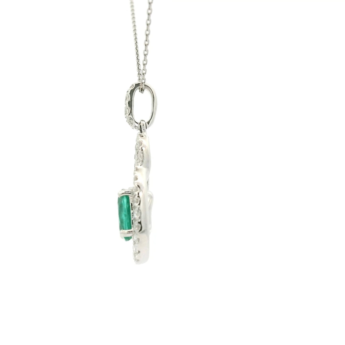 Oval Cut Emerald Interlinked Diamond Design Pendant - Forever Rox Fine Jewelry