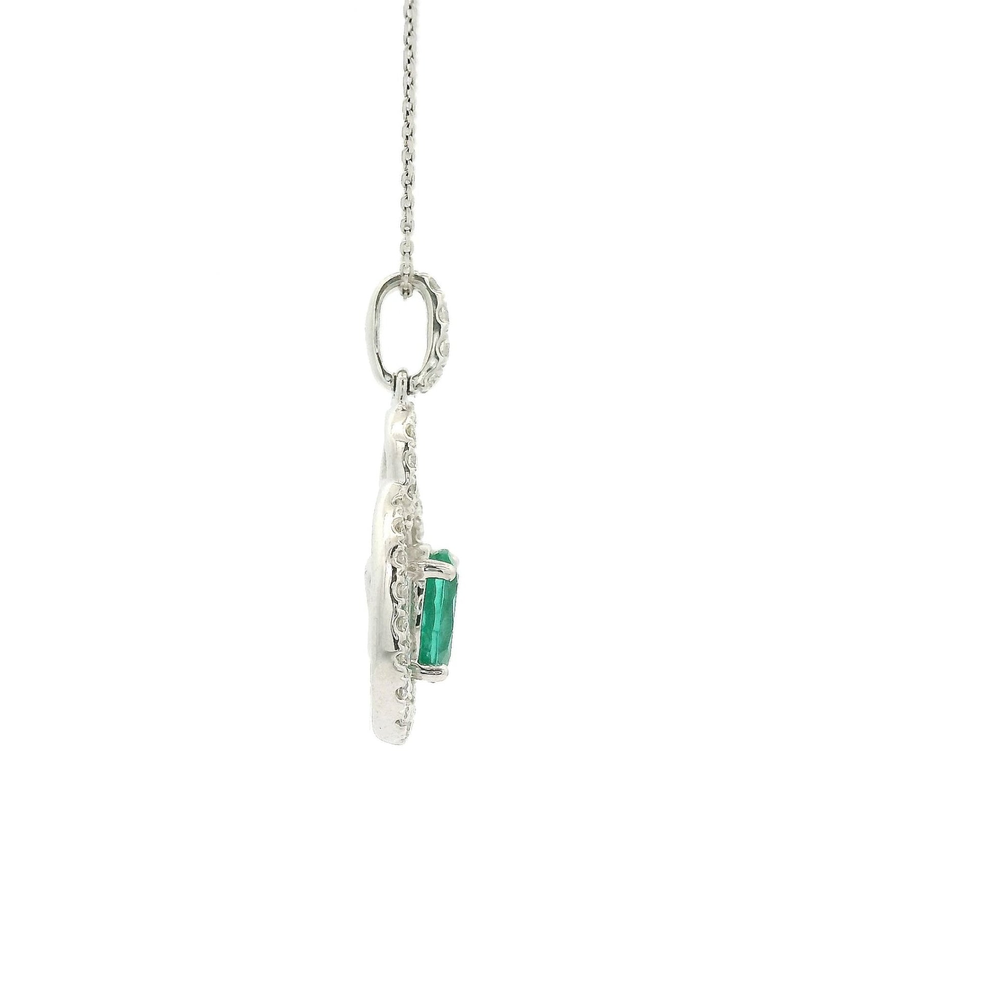 Oval Cut Emerald Interlinked Diamond Design Pendant - Forever Rox Fine Jewelry