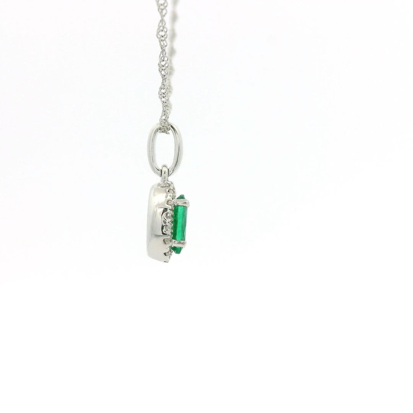 Oval Cut Emerald Pendant with Diamond Halo - Forever Rox Fine Jewelry