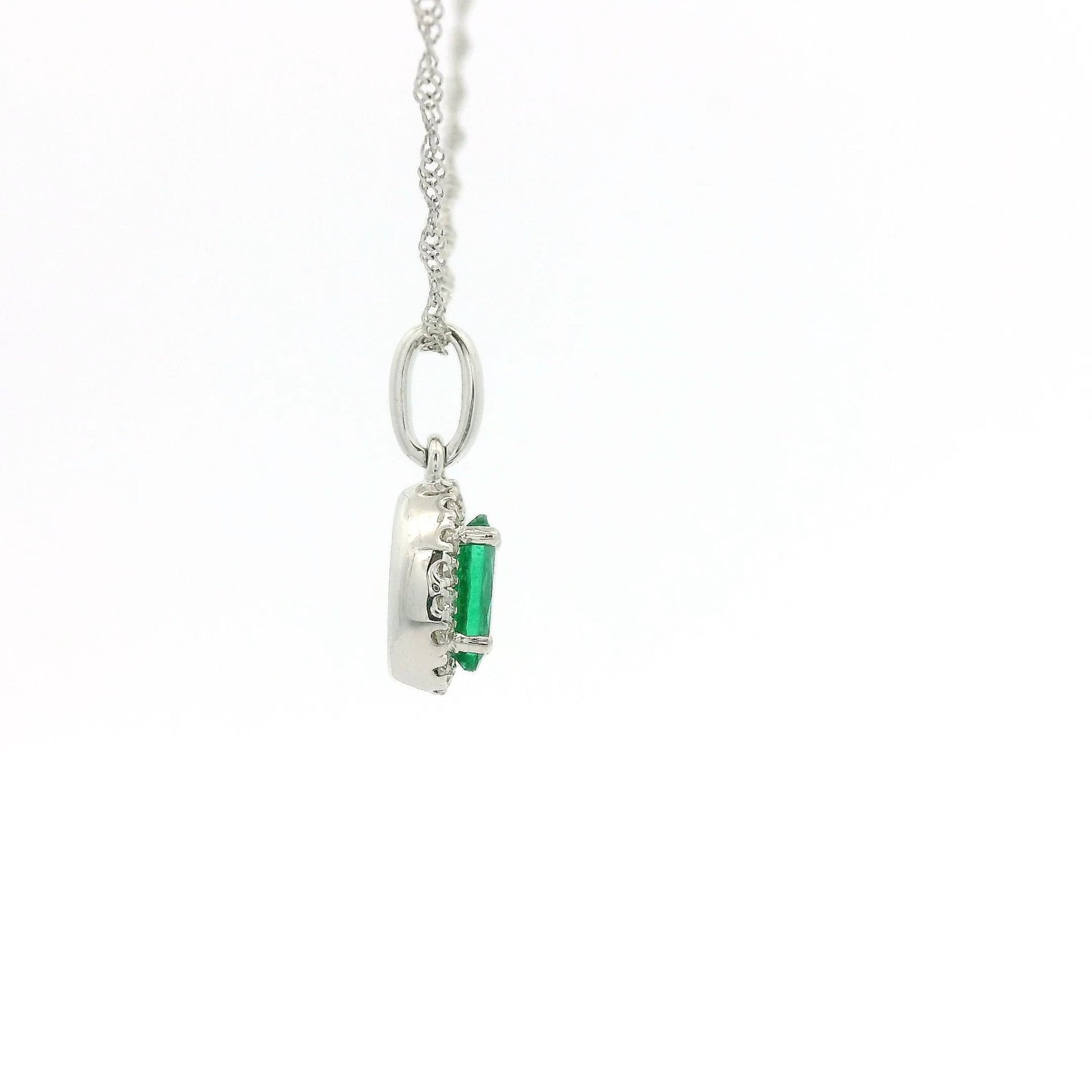 Oval Cut Emerald Pendant with Diamond Halo - Forever Rox Fine Jewelry