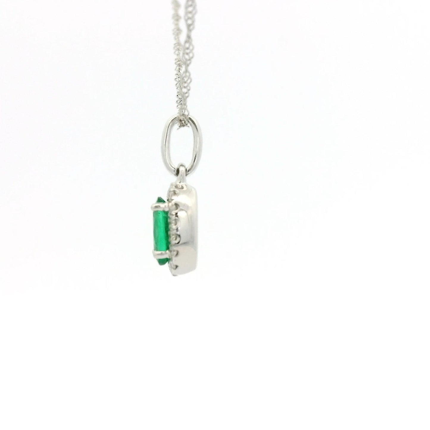 Oval Cut Emerald Pendant with Diamond Halo - Forever Rox Fine Jewelry