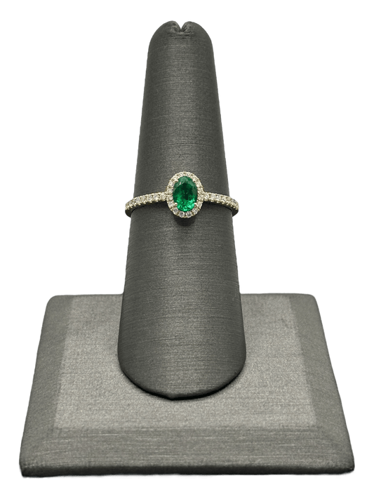 Oval Cut Emerald Ring With Diamond Halo - Forever Rox