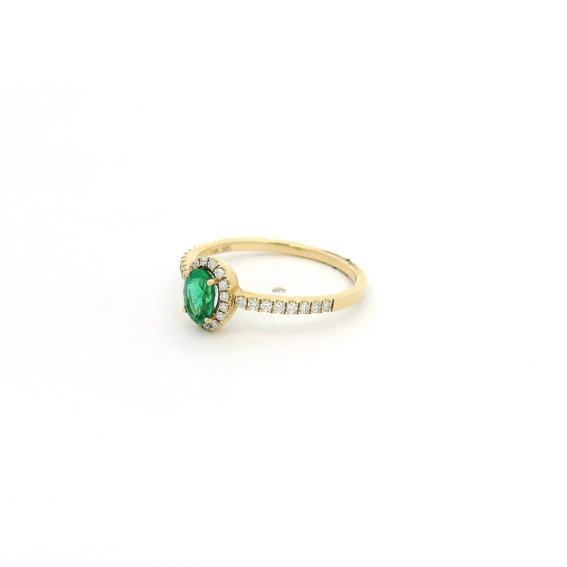 Oval Cut Emerald Ring With Diamond Halo - Forever Rox Fine Jewelry