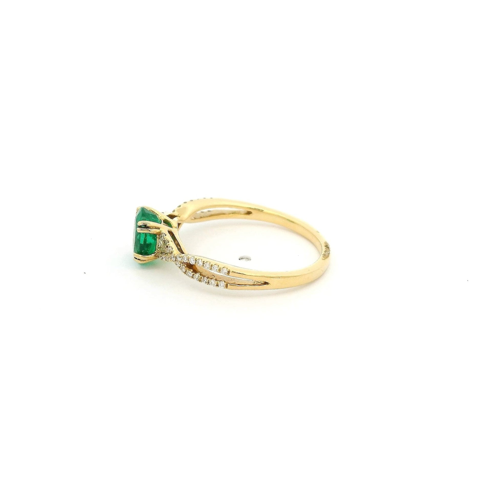 Oval Cut Emerald Ring with Two Tapered Baguettes & Diamonds Down Crossover Split Shank - Forever Rox Fine Jewelry
