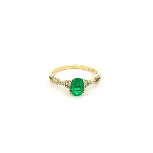 Oval Cut Emerald Ring with Two Tapered Baguettes & Diamonds Down Crossover Split Shank - Forever Rox Fine Jewelry