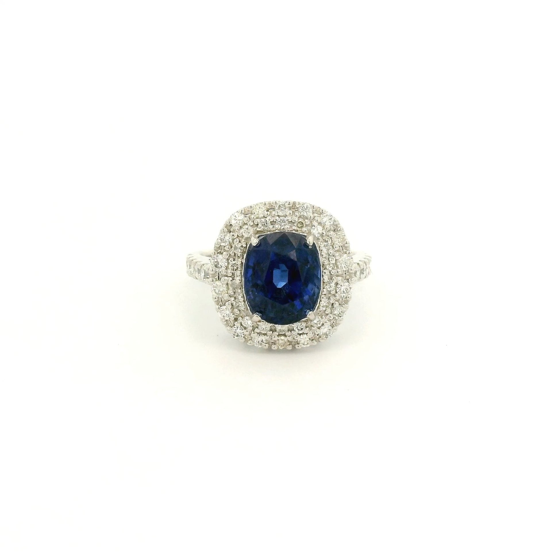 Oval Cut GIA Certified Sapphire & Pavé Diamond Ring - Forever Rox Fine Jewelry