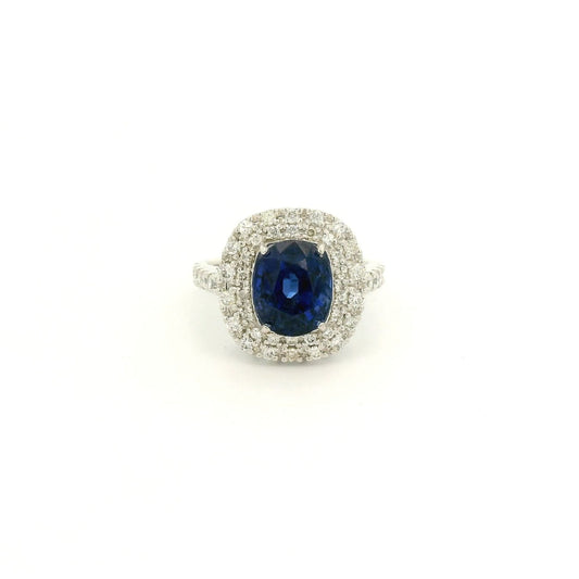 Oval Cut GIA Certified Sapphire & Pavé Diamond Ring - Forever Rox Fine Jewelry