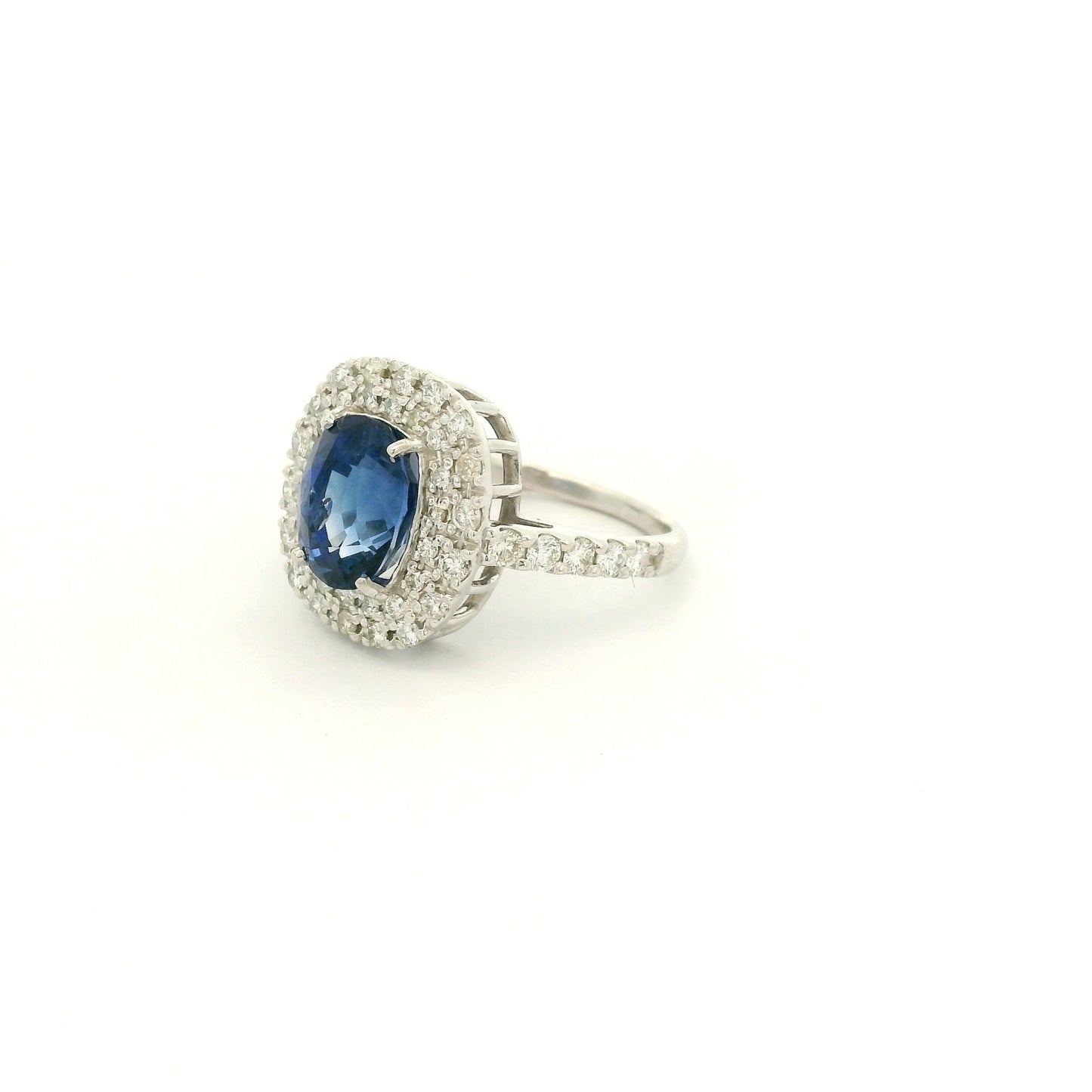 Oval Cut GIA Certified Sapphire & Pavé Diamond Ring - Forever Rox Fine Jewelry
