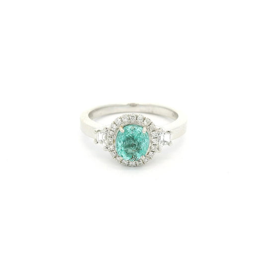 Oval Cut Paraiba Tourmaline & Diamond Ring - Forever Rox