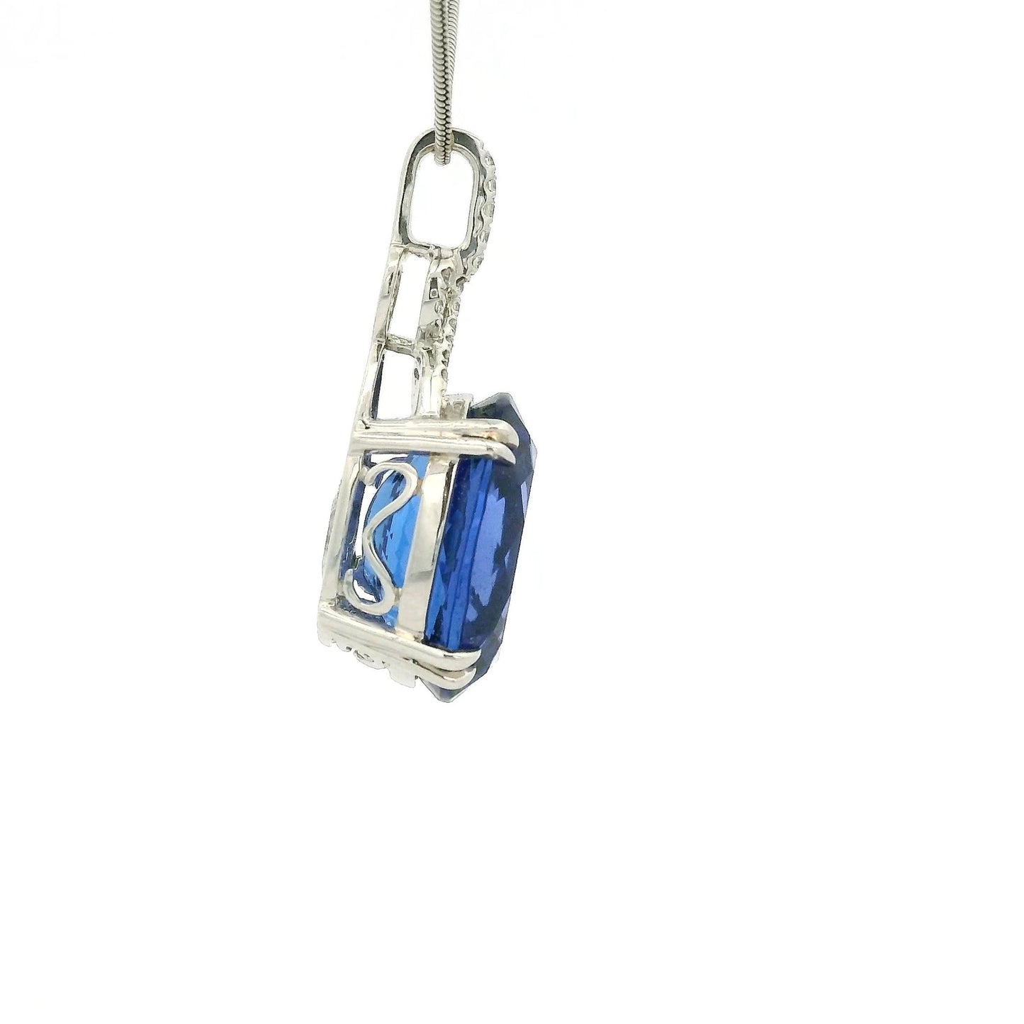 Oval Cut Purpleish, Reddish Blue Tanzanite & Diamond Pendant - Forever Rox Fine Jewelry