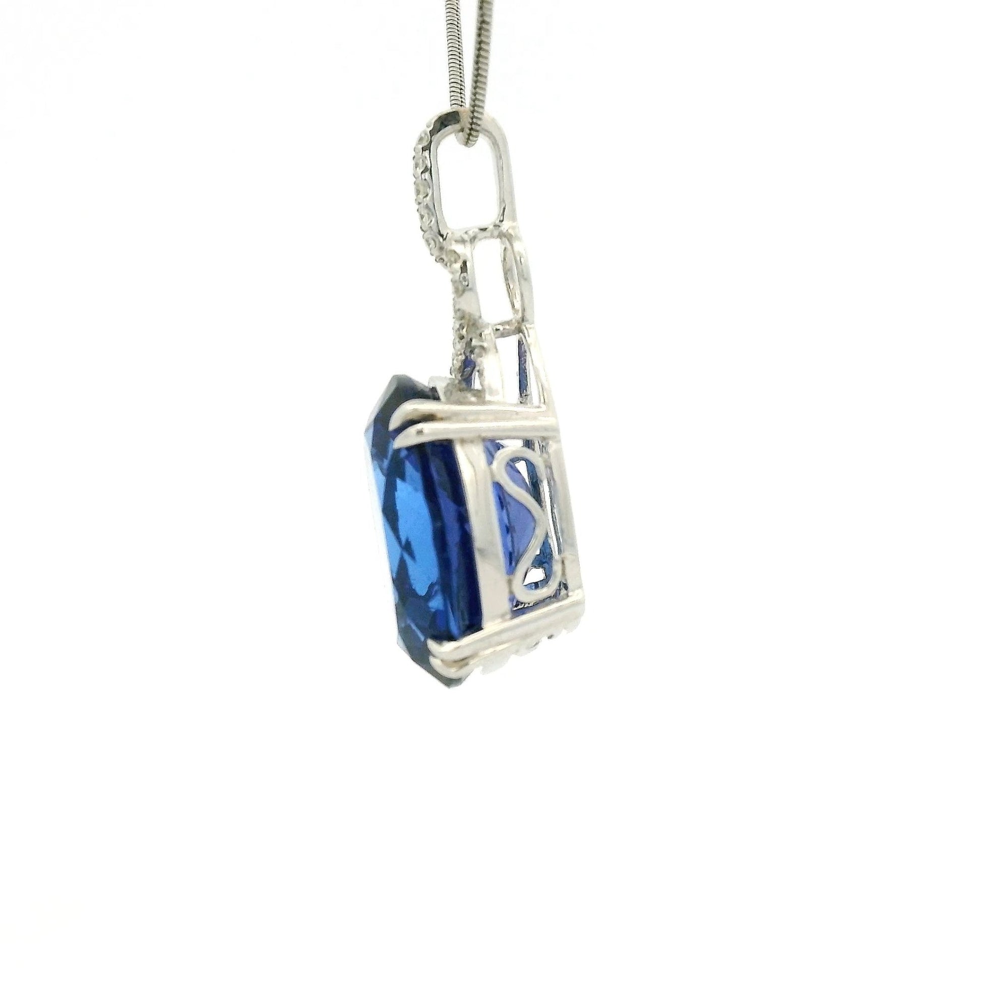 Oval Cut Purpleish, Reddish Blue Tanzanite & Diamond Pendant - Forever Rox Fine Jewelry