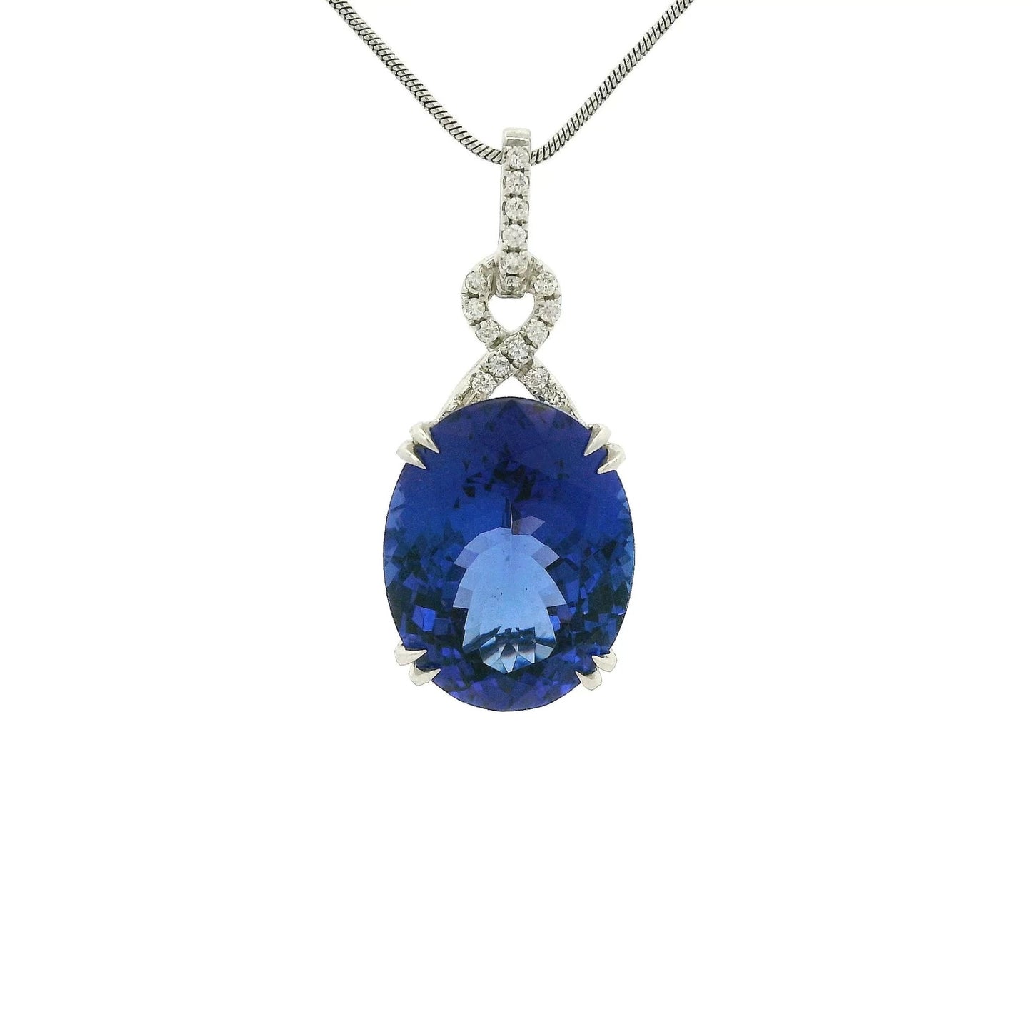 Oval Cut Purpleish, Reddish Blue Tanzanite & Diamond Pendant - Forever Rox Fine Jewelry