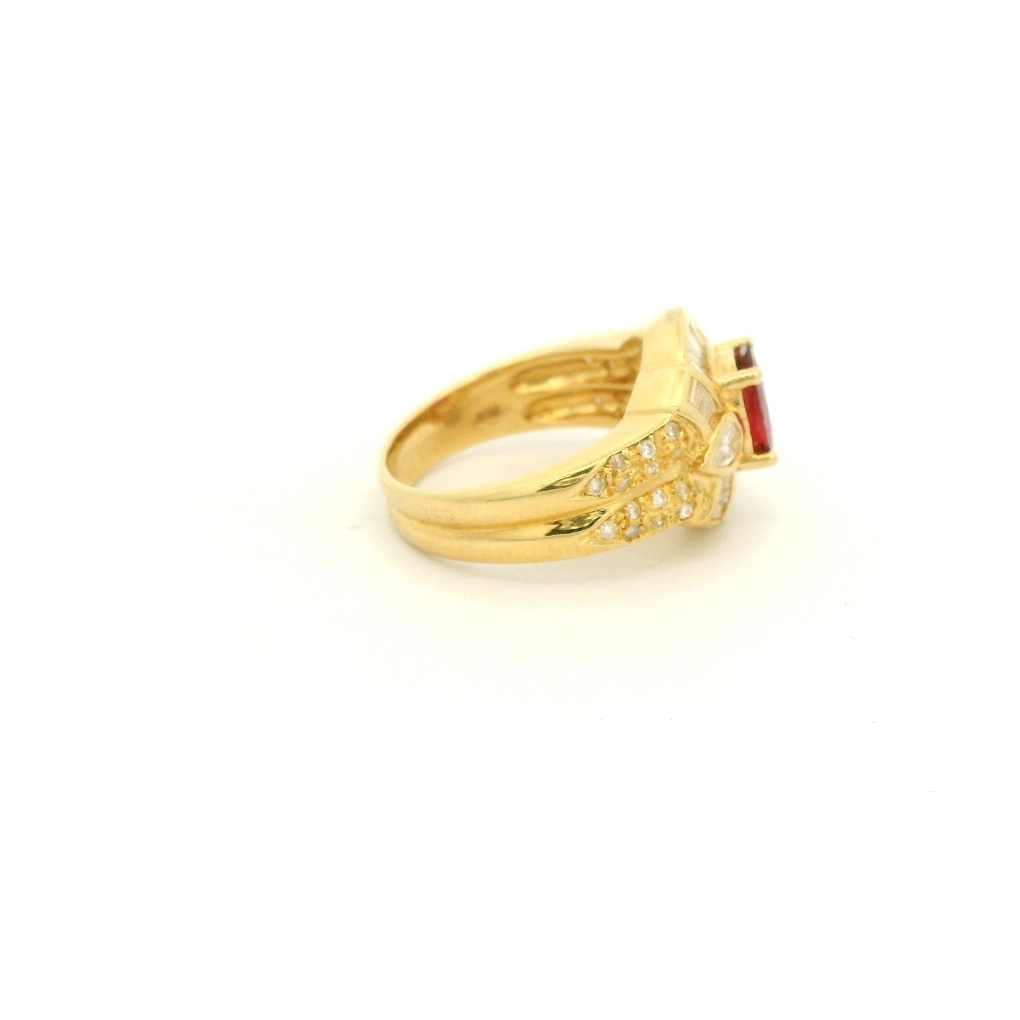 Oval Cut Ruby Ring With Baguette, Pear & Round Cut Diamond Ring - Forever Rox Fine Jewelry