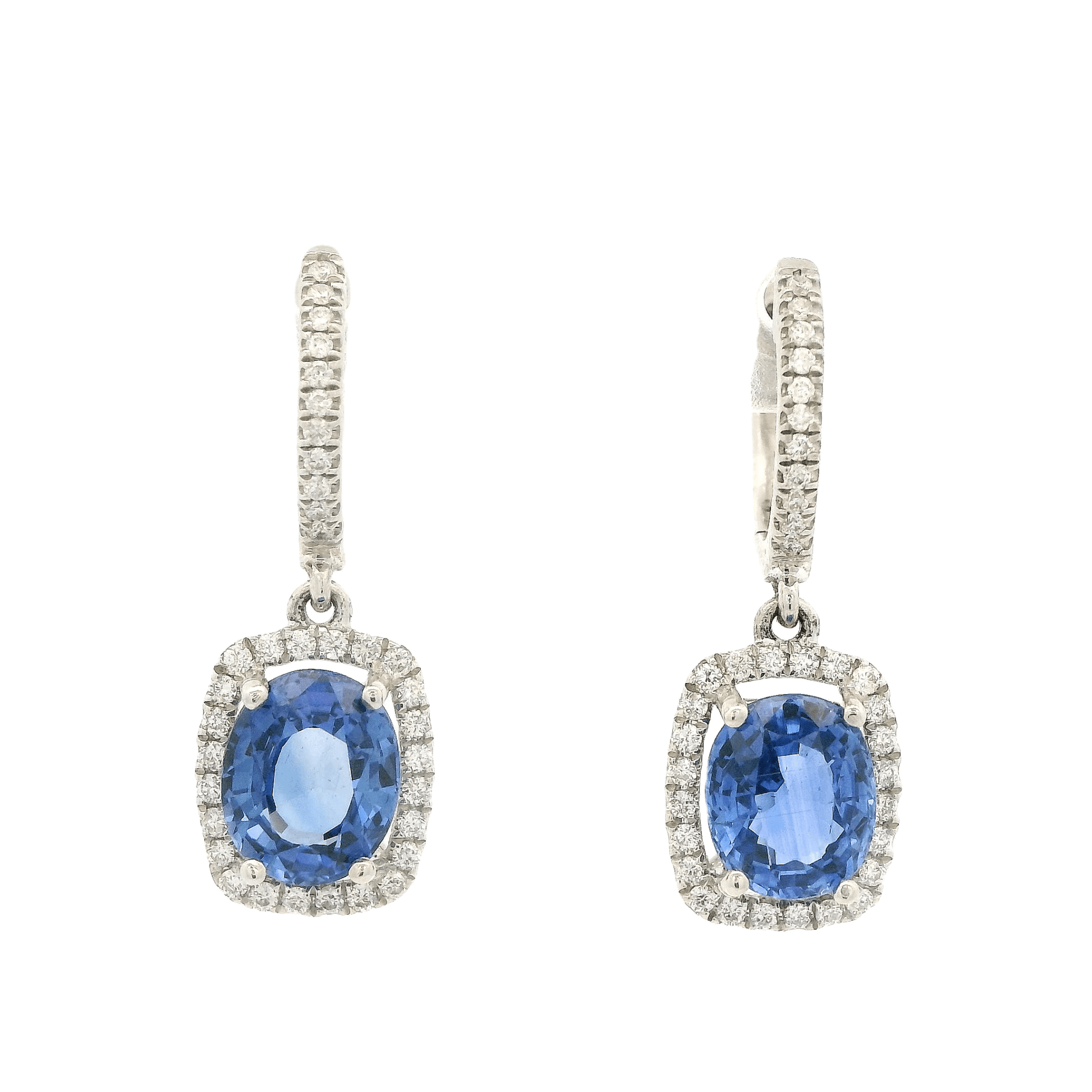 Oval Cut Sapphire & Diamond Dangles - Forever Rox