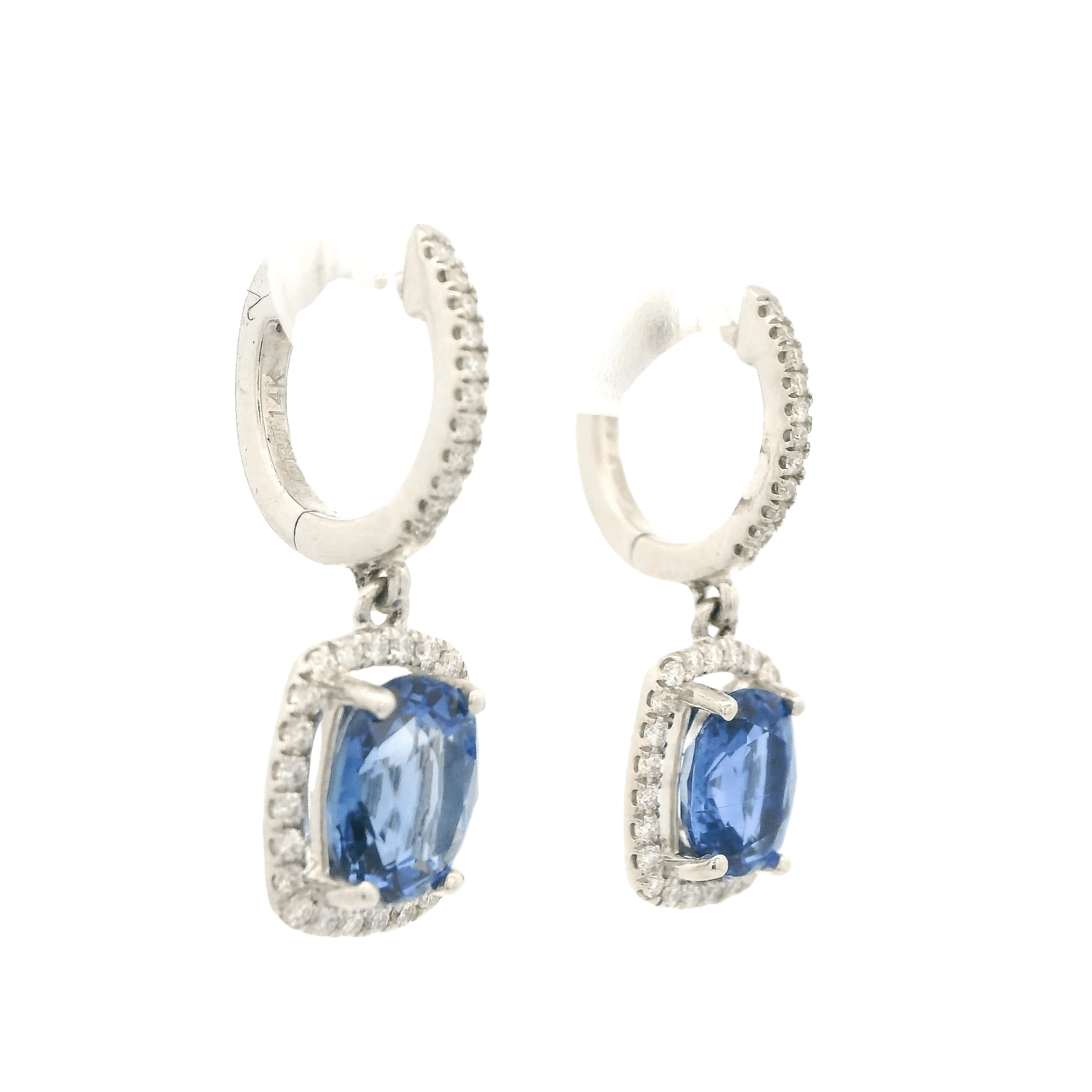Oval Cut Sapphire & Diamond Dangles - Forever Rox